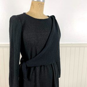 1980s knit dress with asymmetrical bodice wrap - size small